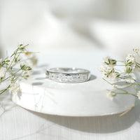 Princess Cut Moissanite Half Eternity Band in Channel Setting