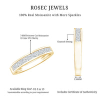 Princess Cut Moissanite Half Eternity Band in Channel Setting