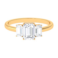 Octagon Shape Cubic Zirconia Three Stone Ring