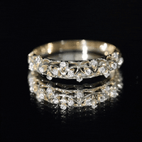 Round Zircon Semi Eternity Band with Filigree Details