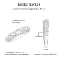 Round Zircon Semi Eternity Band with Filigree Details