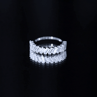 Tilted Baguette Cut Simulated Diamond Half Eternity Ring