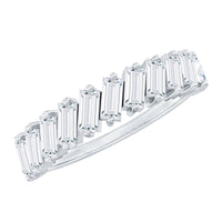 Tilted Baguette Cut Simulated Diamond Half Eternity Ring
