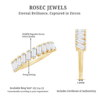 Tilted Baguette Cut Simulated Diamond Half Eternity Ring