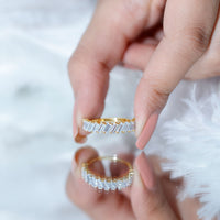 Tilted Baguette Cut Simulated Diamond Half Eternity Ring