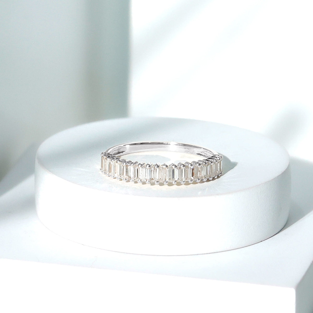 Minimal Baguette Cut Cubic Zirconia Half Eternity Ring