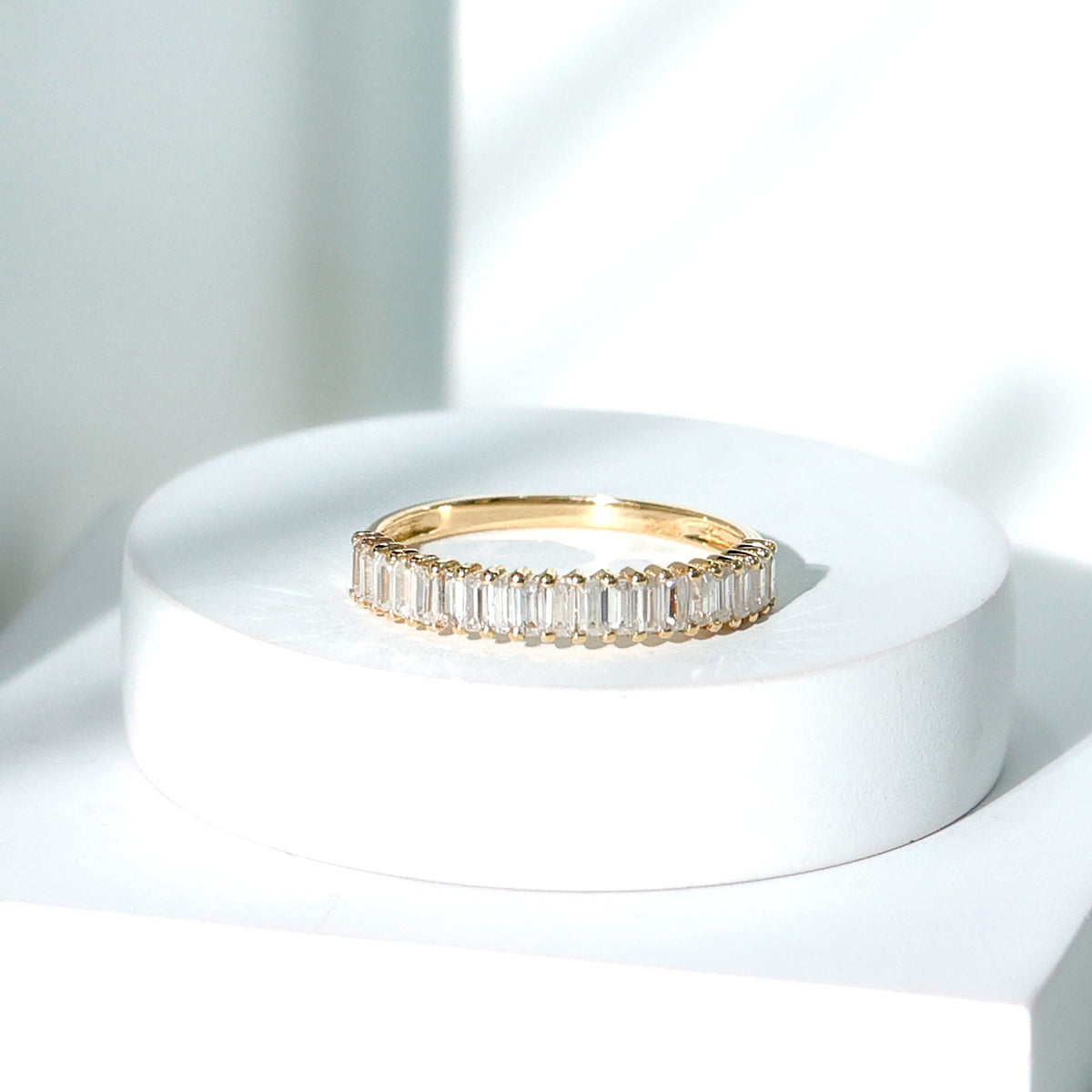 Minimal Baguette Cut Cubic Zirconia Half Eternity Ring
