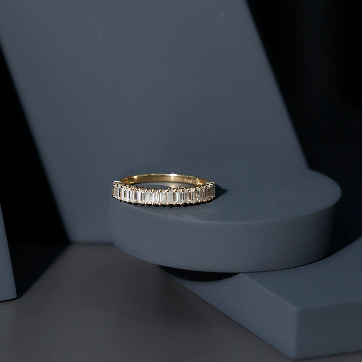 Minimal Baguette Cut Cubic Zirconia Half Eternity Ring
