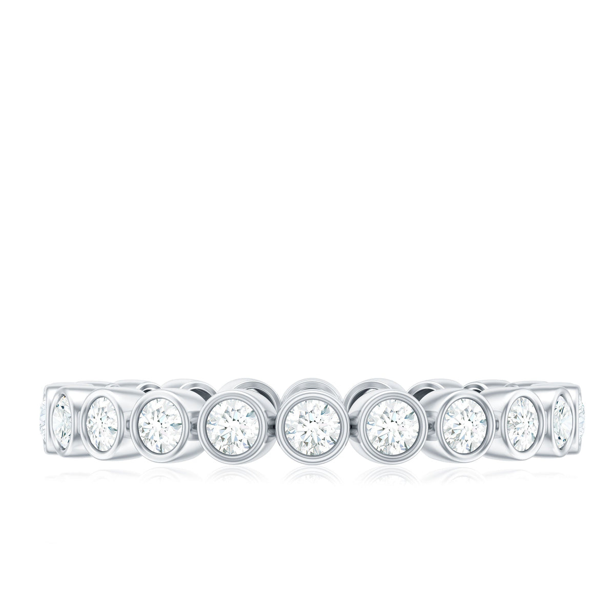 Full Eternity Wedding Band with Bezel Set Moissanite