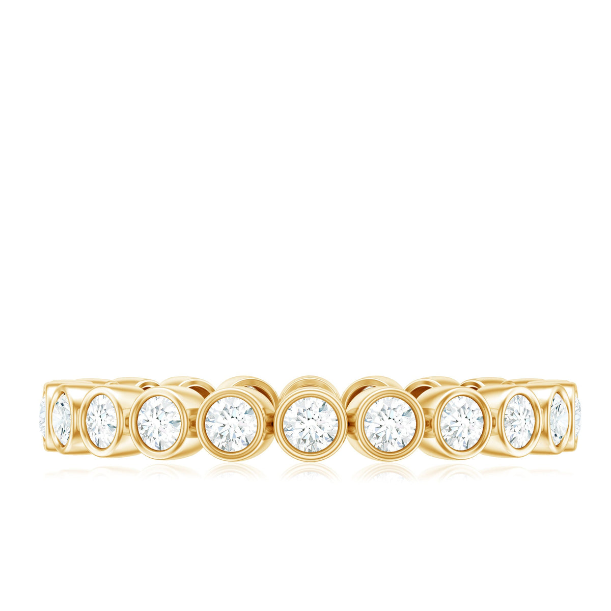 Full Eternity Wedding Band with Bezel Set Moissanite