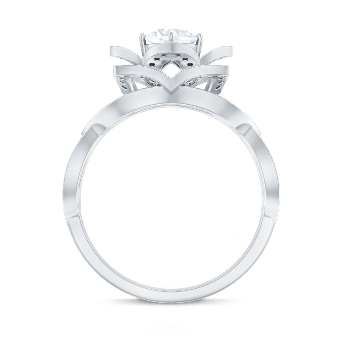 Vintage Style Zircon Floral Engagement Ring with Split Shank