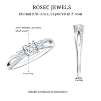3/4 CT Princess Cut Three Stone Zircon Infinity Promise Ring