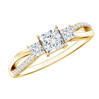 3/4 CT Princess Cut Three Stone Zircon Infinity Promise Ring