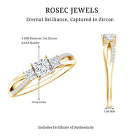 3/4 CT Princess Cut Three Stone Zircon Infinity Promise Ring