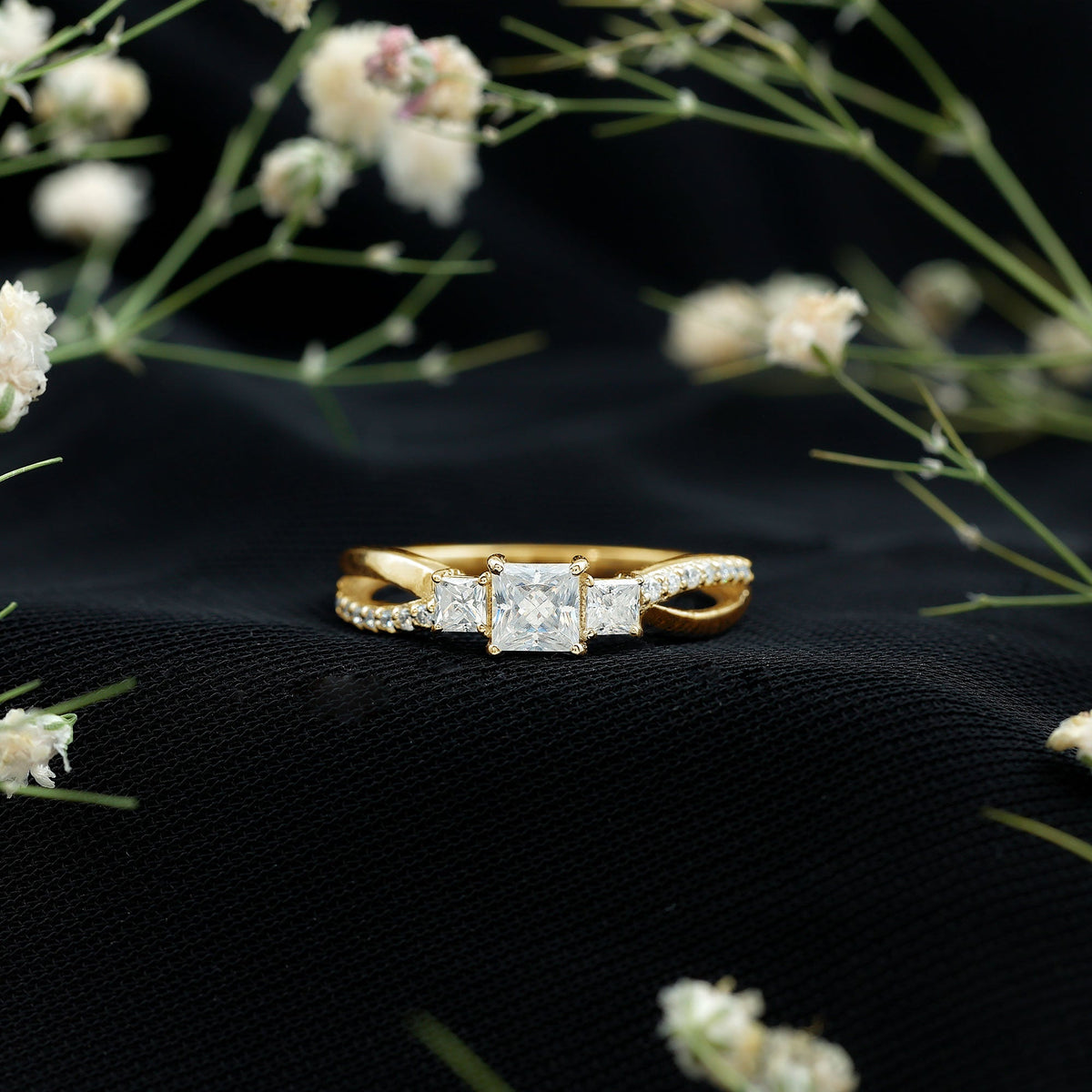 3/4 CT Princess Cut Three Stone Zircon Infinity Promise Ring