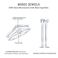 Round Cut Moissanite Engagement Ring with Wedding Band