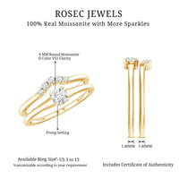 Round Cut Moissanite Engagement Ring with Wedding Band