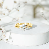Round Cut Moissanite Engagement Ring with Wedding Band