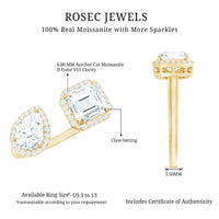 Asscher and Pear Cut Moissanite Two Stone Engagement Ring