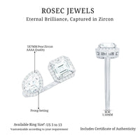 Certified Simulated Diamond Two Stone Cuff Engagement Ring