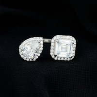 Certified Simulated Diamond Two Stone Cuff Engagement Ring