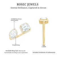 Certified Simulated Diamond Two Stone Cuff Engagement Ring