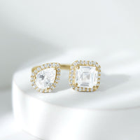 Certified Simulated Diamond Two Stone Cuff Engagement Ring