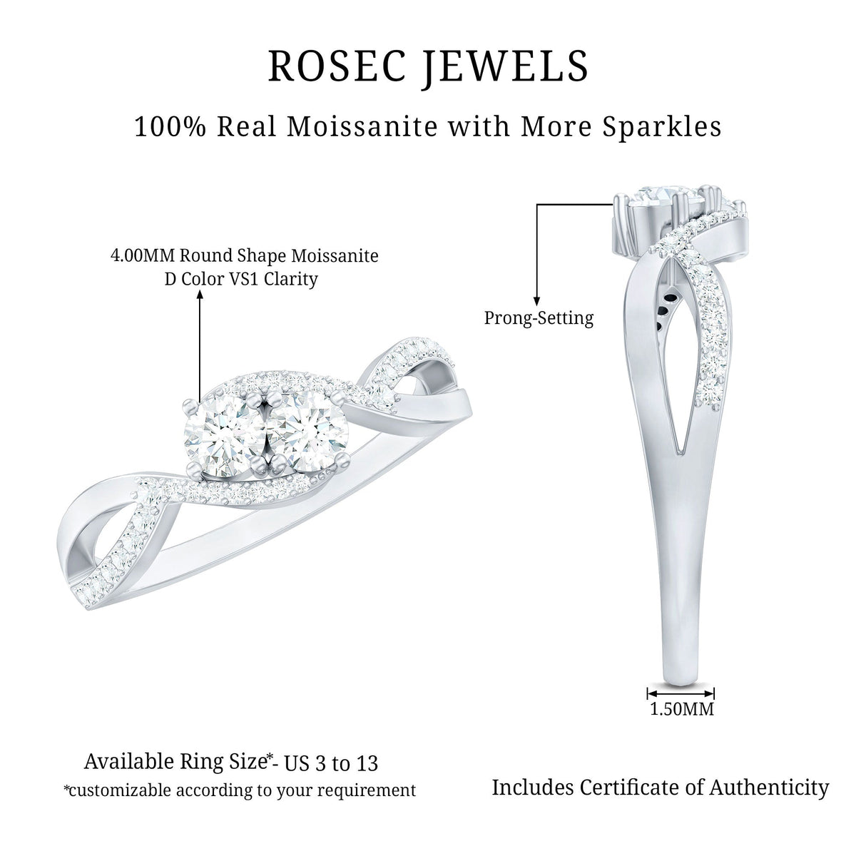 Toi Et Moi Round Moissanite Infinity Promise Ring