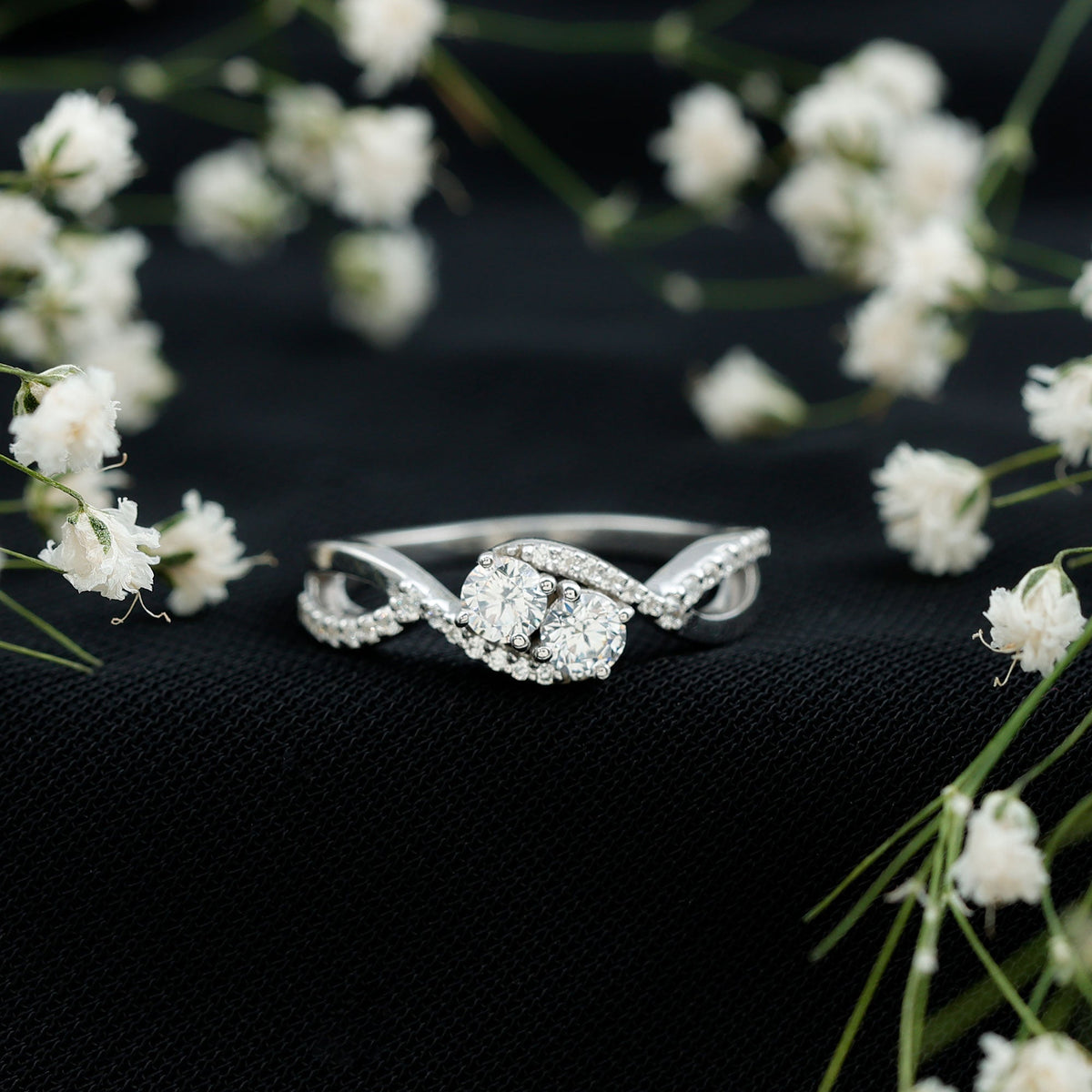 Two Stone Cubic Zirconia Infinity Engagement Ring