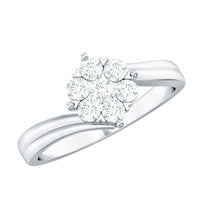 Round Moissanite Flower Proposal Ring in Bypass Shank