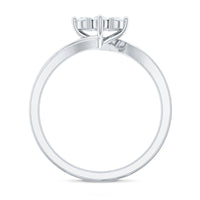 Round Moissanite Flower Proposal Ring in Bypass Shank