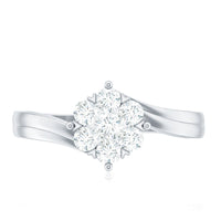 Round Moissanite Flower Proposal Ring in Bypass Shank