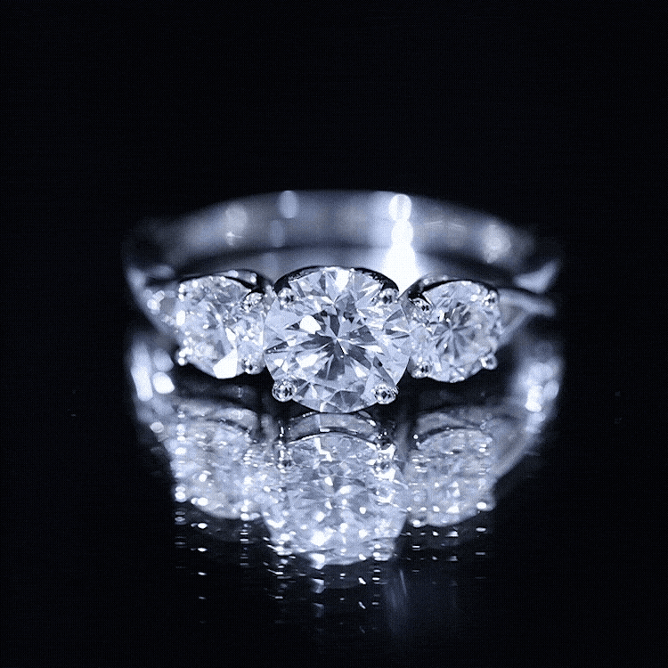 3 Stone Round Cubic Zirconia Crossover Engagement Ring