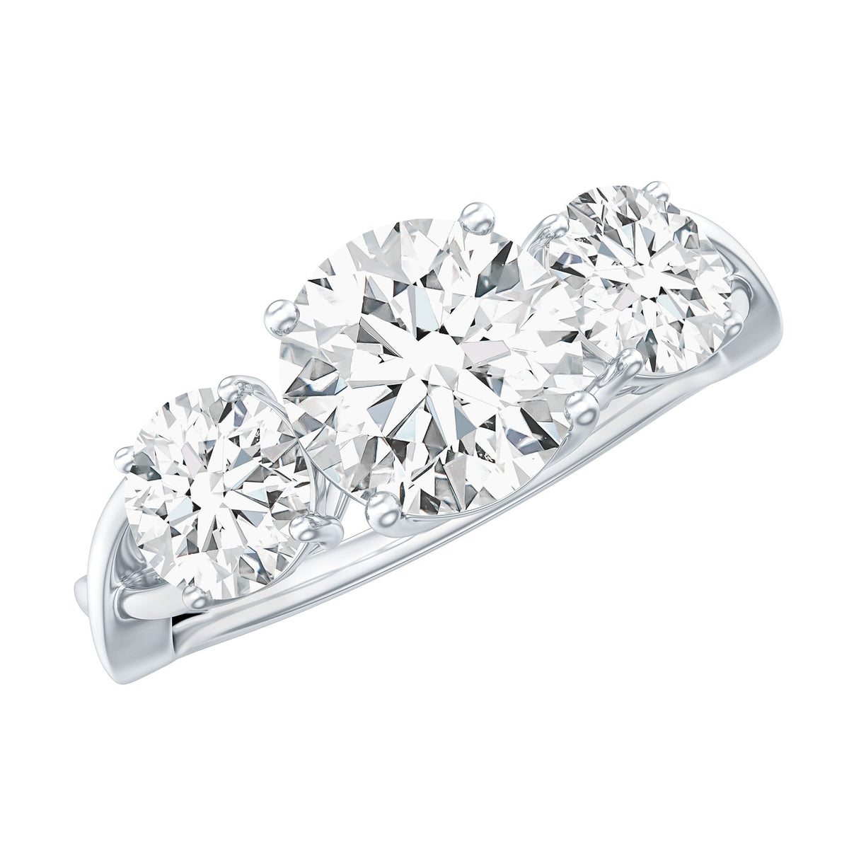 3 Stone Round Cubic Zirconia Crossover Engagement Ring