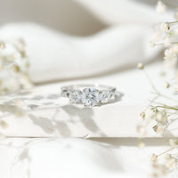 3 Stone Round Cubic Zirconia Crossover Engagement Ring