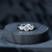 3 Stone Round Cubic Zirconia Crossover Engagement Ring