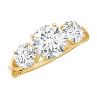3 Stone Round Cubic Zirconia Crossover Engagement Ring