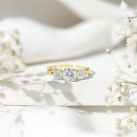 3 Stone Round Cubic Zirconia Crossover Engagement Ring