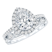 Certified Moissanite Teardrop Engagement Ring Set
