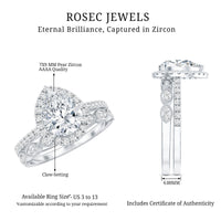 1.49 Carat Cubic Zirconia Teardrop Wedding Ring Set for Women