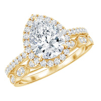 1.49 Carat Cubic Zirconia Teardrop Wedding Ring Set for Women