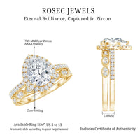 1.49 Carat Cubic Zirconia Teardrop Wedding Ring Set for Women