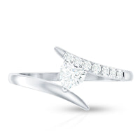 Certified Moissanite Heart Promise Ring in Bypass Shank