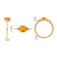 Emerald Cut Solitaire Fire Opal Celtic Knot Engagement Ring with Diamond