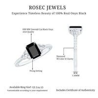 6X8mm Emerald Cut Black Onyx Celtic Engagement Ring with Diamond