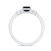 6X8mm Emerald Cut Black Onyx Celtic Engagement Ring with Diamond