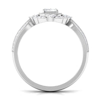 Vintage Style Octagon Zircon Floral Halo Engagement Ring