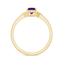 Natural 1 Carat Amethyst Oval Engagement Ring with Diamond Trio