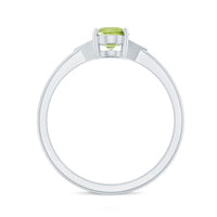 Natural Solitaire 1 Carat Peridot Oval Engagement Ring with Diamond