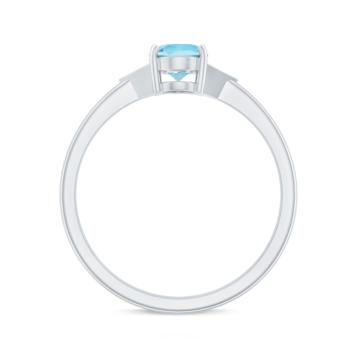 Genuine 6X8mm Aquamarine Oval Engagement Ring with Diamond